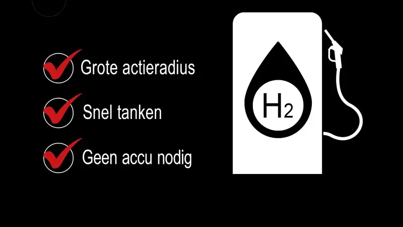 zwarte achtergrond met voordelen waterstof auto